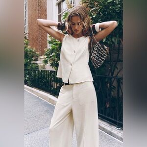 Zara Linen Double Breasted Vest